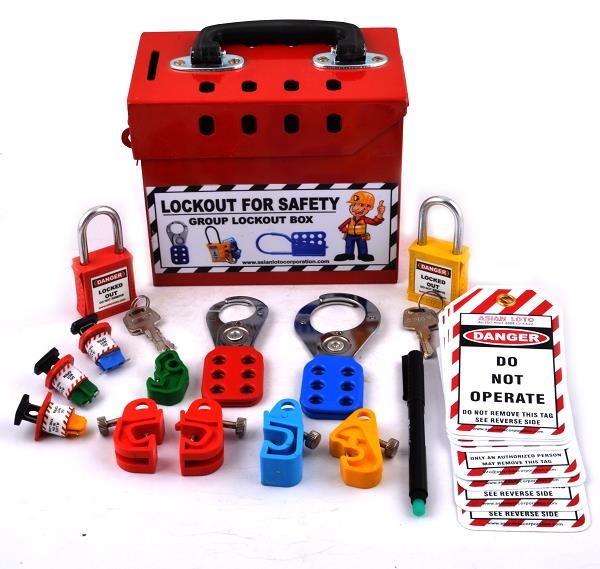 Electrical Lockout Tagout kit with MCB loto hasp padlock and station