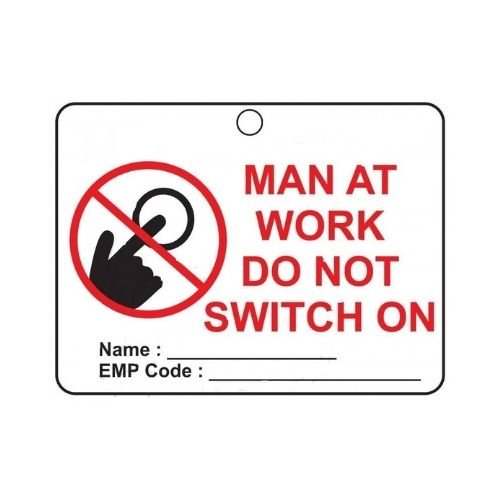 Man At Work Do Not Switch On Tag | Safety Warning Tag