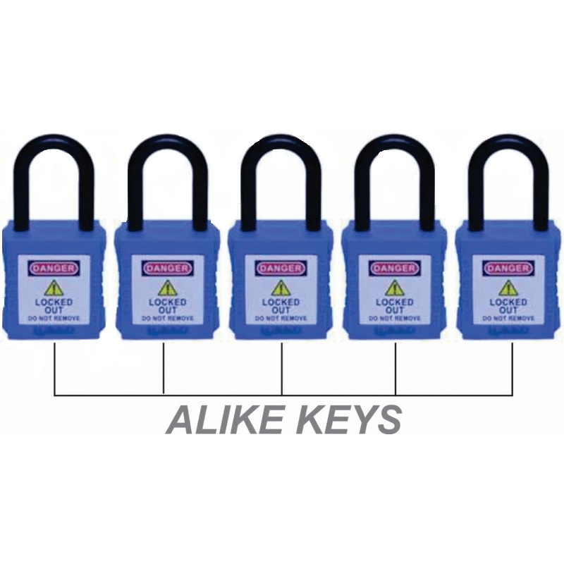 OSHA LOTO PADLOCK 38MM STEEL SHACKLE WITH MASTER KEY.(1SET-5NOS).