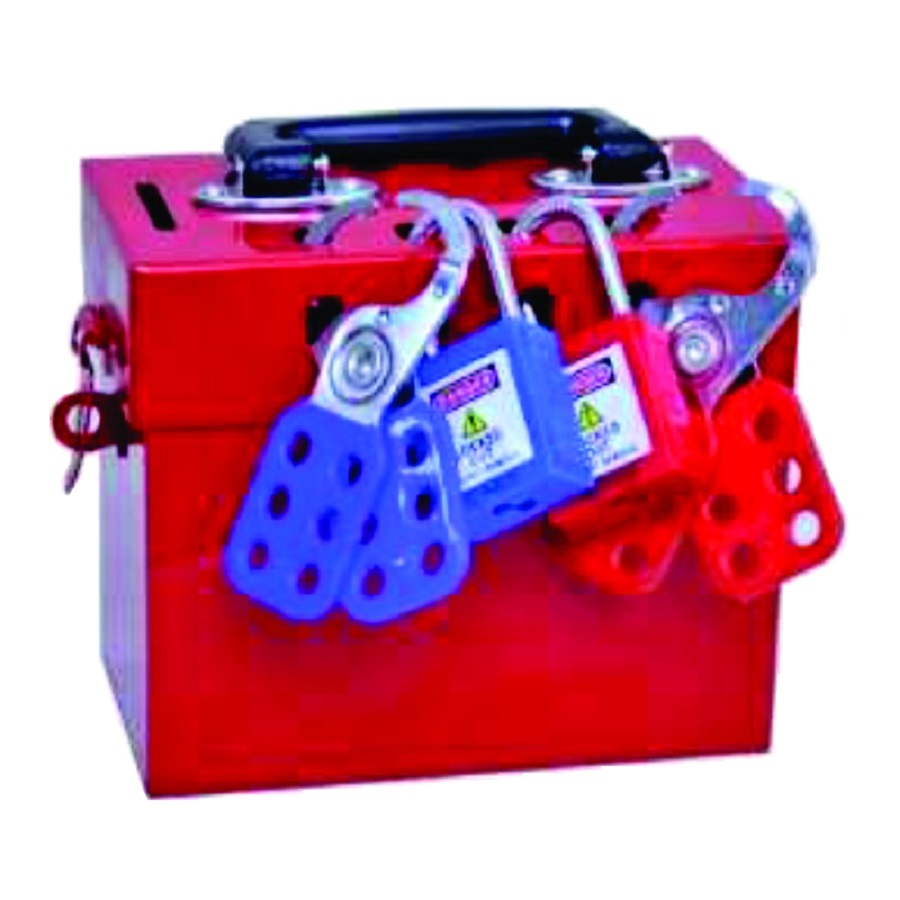 SMALL GROUP OSHA LOTO BOX PADLOCK & HASP KIT