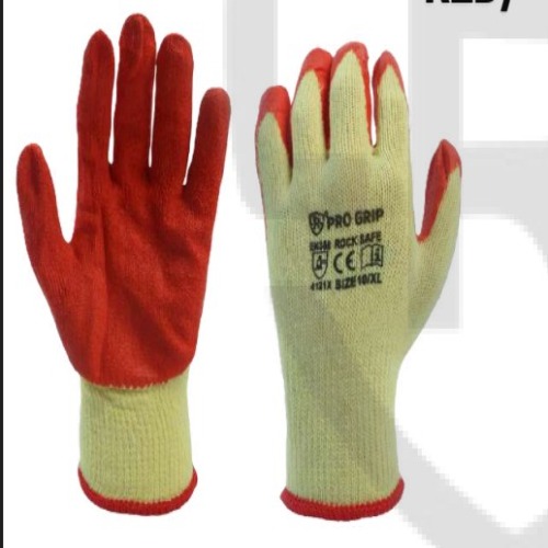 10 G RED CRINKLE LATEX COATED YELLOW POLY